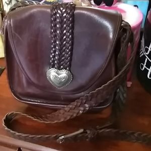 Brighton vintage crossbody purse w/silver hearts
